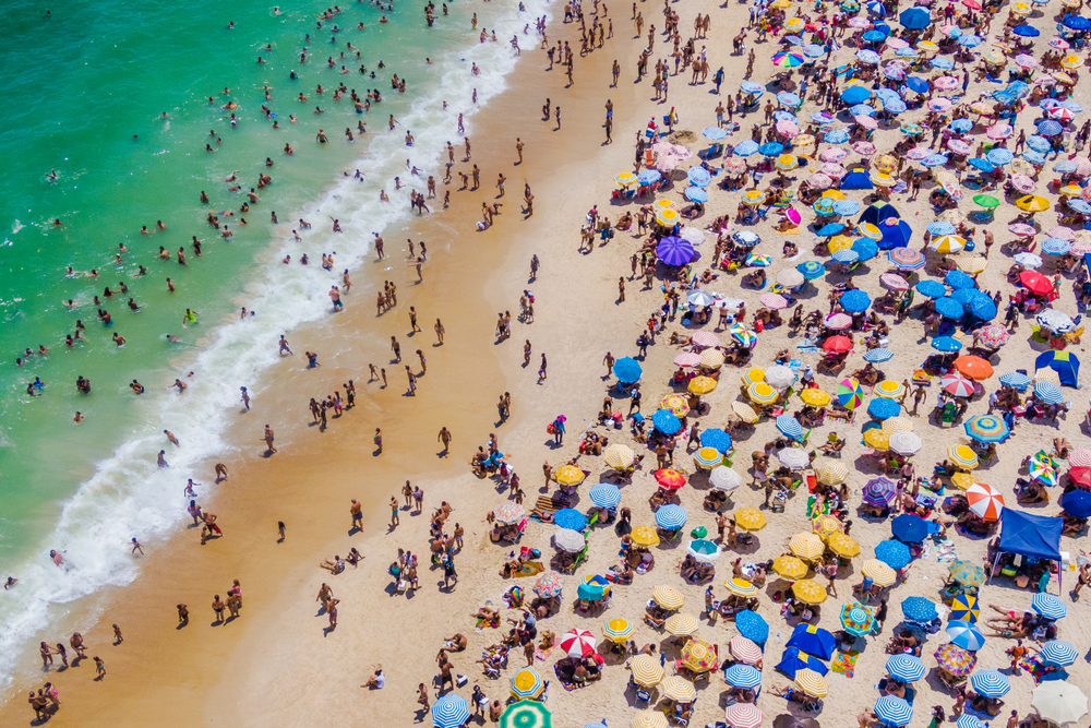 Rio,De,Janeiro,,Brazil,,Aerial,View,Of,Copacabana,Beach,Showing