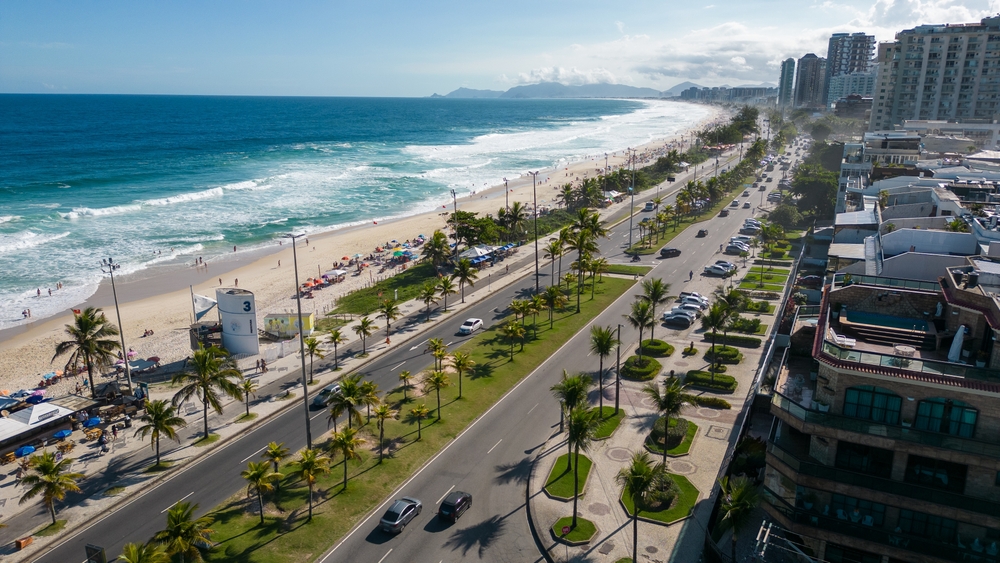 Aerial,Drone,Photo,Of,Buildings,On,Barra,Da,Tijuca,Beach,